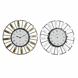 Horloge Murale DKD Home Decor 40 x 6,4 x 40 cm Verre Argenté Doré Fer (2 Unités)