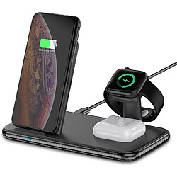 Chrono Chargeur sans Fil 4 en 1 Chargeur Induction Chargeur Apple Certification Qi Station de Chargeur Compatible with Apple Watch 6/5/4/3/2/1/SE,iPhone12/11 Pro/XS Max,Huawei P30, AirPods Pro,(noir)