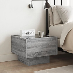 Avis vidaXL Table de chevet avec LED infini sonoma gris 40x40x30 cm