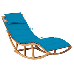 Helloshop26 Transat chaise longue bain de soleil lit de jardin terrasse meuble d'extérieur à bascule avec coussin bois de teck solide 02_0012960