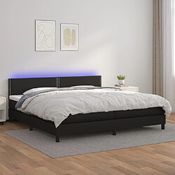 Sommier à lattes et LED,Cadre à lattes de lit avec matelas pour Adulte Noir 200x200 cm -MN29029