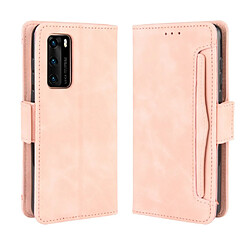 Etui en PU avec support et plusieurs porte-cartes or rose pour votre Huawei P40