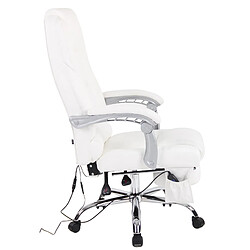 Acheter Decoshop26 Fauteuil de bureau avec fonction massage et repose-pieds ajustables en véritable cuir blanc 10_0002576