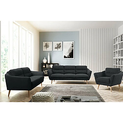 VENESETTI Canapé en tissu luxe 3 places, TRENDY noir (gris très sombre) pas cher