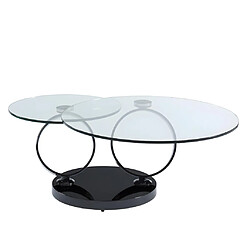 Acheter Vente-Unique Table basse avec plateaux pivotants JOLINE - Verre trempé transparent et pied chromé noir de Maison Céphy