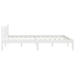 Maison Chic Lit adulte - Lit simple Cadre de lit,Structure du lit Contemporain Blanc Bois de pin massif 120x190 cm Petit double -MN51415 pas cher