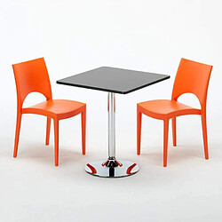 Avis Grand Soleil Table Noir et 2 Chaises Colorées Polypro