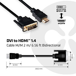 Club 3D CLUB3D DVI to HDMI 1.4 Cable M/M 2m/ 6.56ft Bidirectional