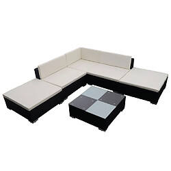 vidaXL Salon de jardin 6 pcs avec coussins résine tressée noir