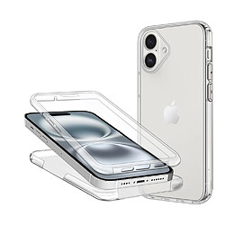 Htdmobiles Coque pour Apple iPhone 16 Plus - housse etui silicone gel fine 360 integrale (avant et arriere) + verre trempe - TRANSPARENT