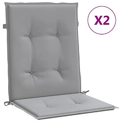 vidaXL Coussins de chaise de jardin à dossier bas lot de 2 gris