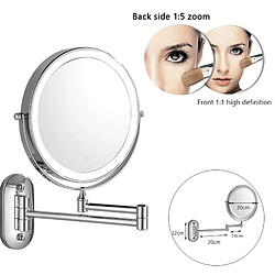 Universal Miroir de maquillage de bain LED pliant montage mural salle de bains 8 pouces miroir agrandi double face toucher lumineux réglable |