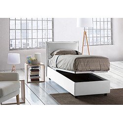 Autrement Talamo Italia Veronica lit simple avec conteneur, Made in Italy, en tissu amovible, 80x190 cm, avec ouverture frontale, Blanc, avec matelas inclus.