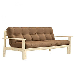 Inside 75 Canapé convertible futon UNWIND pin naturel coloris mocca 130 x 190 cm.