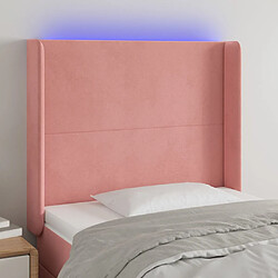 vidaXL Tête de lit à LED Rose 103x16x118/128 cm Velours