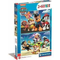 Clementoni- Paw Patrol Supercolor Pat'Patrouille-2x60 Enfants 4 Ans, Boîte De 2 (60 Pièces), Puzzle Dessin Animé-Fabriqué en Italie, 21623