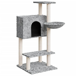 Helloshop26 Arbre à chat meuble tour grimper jouet grattage grattoir escalade plateforme avec griffoirs en sisal clair 108,5 cm gris 02_0022545