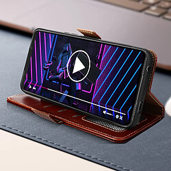 Avis Avizar Housse pour Asus Rog Phone 7 Cuir Véritable Porte-carte Support Vidéo Marron