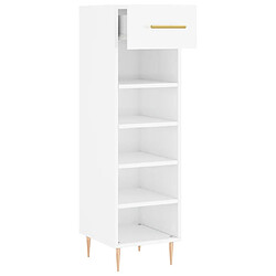 Maison Chic Armoire à chaussure 30x35x105 cm,Meuble à Chaussures Blanc brillant Bois ingénierie -MN57042 pas cher