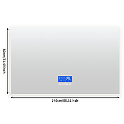 RAVAS Miroir LED salle-de-bain - 80x140cm - affichage de la température - 3 en 1 Éclairage Blanc Froid/Chaud/Neutre - Anti-buée pas cher