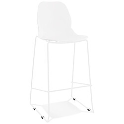 Alterego Tabouret de bar design empilable 'BERLIN' blanc avec pied en métal blanc