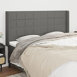 Maison Chic Tête de lit scandinave avec oreilles,meuble de chambre Gris foncé 183x16x118/128 cm Tissu -MN16629