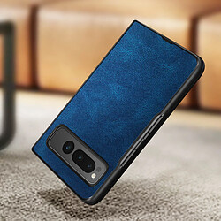 Avis Avizar Coque pour Google Pixel Fold, Rigide et Soft Touch en Simili Cuir Bleu Foncé