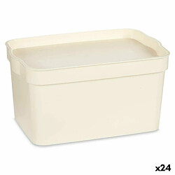 Kipit Boîte de rangement avec couvercle Crème Plastique 2,3 L 13,5 x 11 x 20 cm (24 Unités)