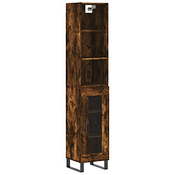 vidaXL Buffet haut Chêne fumé 34,5x34x180 cm Bois d'ingénierie