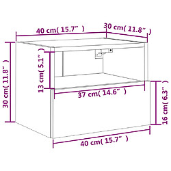 vidaXL Meuble TV mural sonoma gris 40x30x30 cm bois d'ingénierie pas cher