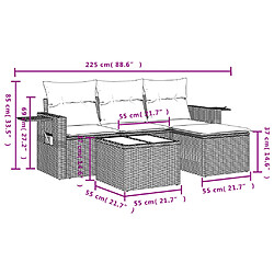 Acheter vidaXL Salon de jardin 4 pcs avec coussins marron résine tressée