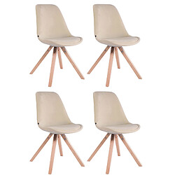 Decoshop26 4 chaises de salle à manger style scandinave en velours crème pieds carré en bois CDS10191