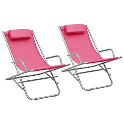 vidaXL Chaises à bascule lot de 2 Acier Rose 