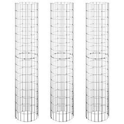 vidaXL Lit surélevé à gabion circulaire 3pcs Acier galvanisé Ø30x150cm