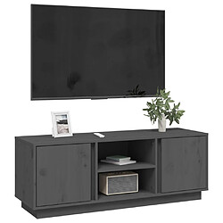 Avis vidaXL Meuble TV Gris 110x35x40,5 cm Bois de pin massif