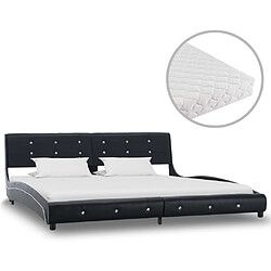 vidaXL Lit avec matelas Noir Similicuir 180x200 cm