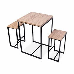 Avis Urban Living Table haute avec 2 tabourets industrielle Dock - Noir