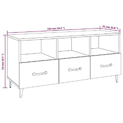 vidaXL Meuble TV Sonoma gris 102x35x50 cm Bois d'ingénierie pas cher