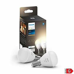 Acheter Philips Hue Pack 2 Ampoules LED Intelligentes E14 5.7W 470 lm P45 Hue White Blanc chaud 2700K