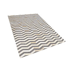 Beliani Tapis en cuir et tissu gris et beige 140 x 200 cm BAGGOZE