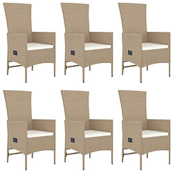 Acheter Ensemble salle à manger de jardin 7 pcs,Table et chaise à dîner d'extérieur beige poly rotin -MN86628