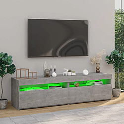 Maison Chic Meubles TV 2 pcs avec lumières LED pour salon Gris béton 75x35x40 cm -MN78704 pas cher