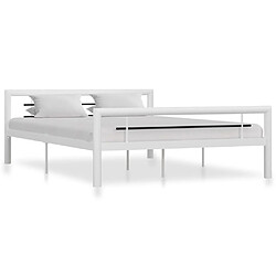 Maison Chic Lit adulte - Lit simple Cadre de lit,Structure du lit Contemporain Blanc et noir Métal 140 x 200 cm -MN39950