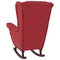 Acheter vidaXL Fauteuil à bascule pieds en bois d'hévéa Rouge bordeaux Velours