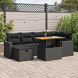 vidaXL Salon de jardin avec coussins 8 pcs noir résine tressée acacia