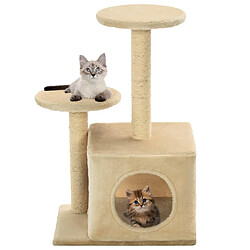 Helloshop26 Arbre à chat griffoir grattoir niche jouet animaux peluché en sisal 60 cm beige 3702097