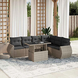 vidaXL Salon de jardin avec coussins 7 pcs gris clair résine tressée