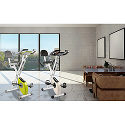 BIGZZIA Vélo d'appartement Pliable - Niveaux de résistance réglables - Vélo d'Exercice d'Intérieur Vélo Maison Entraînement Gym Cardio Noir et Blanc pas cher