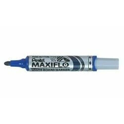 Pentel Maxiflo Marqueur effaçable à sec tableau blanc Pointe ogive large Encre liquide base alcool Bleue Lot de 12