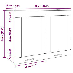 vidaXL Armoire en verre suspendue gris béton 80x31x60 cm pas cher